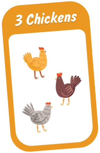 A 3 Chickens card