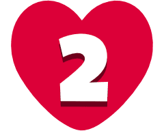 Heart icon, showing 2 points