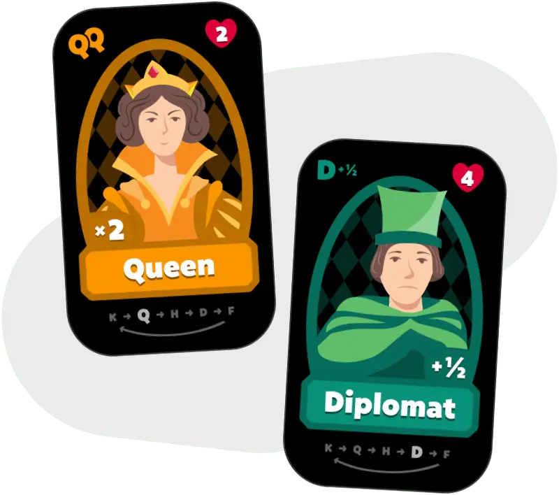 A double queen card, and a diplomat-and-a-half card.