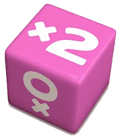 The risky business die, showing 2x.