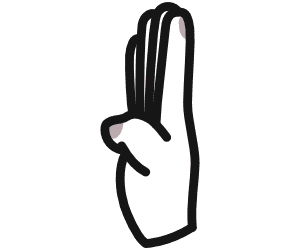 An open hand pointing straight ahead, with its non-thumb edge on the table.